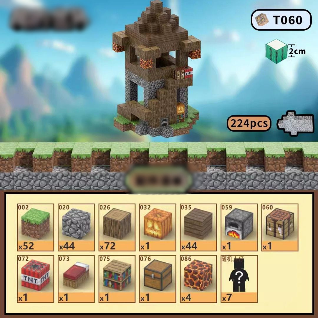 "Minecrafto magnetukai 224 detalės (LABAI DIDELIS) +7 žmogeliukai" Konstruktorius